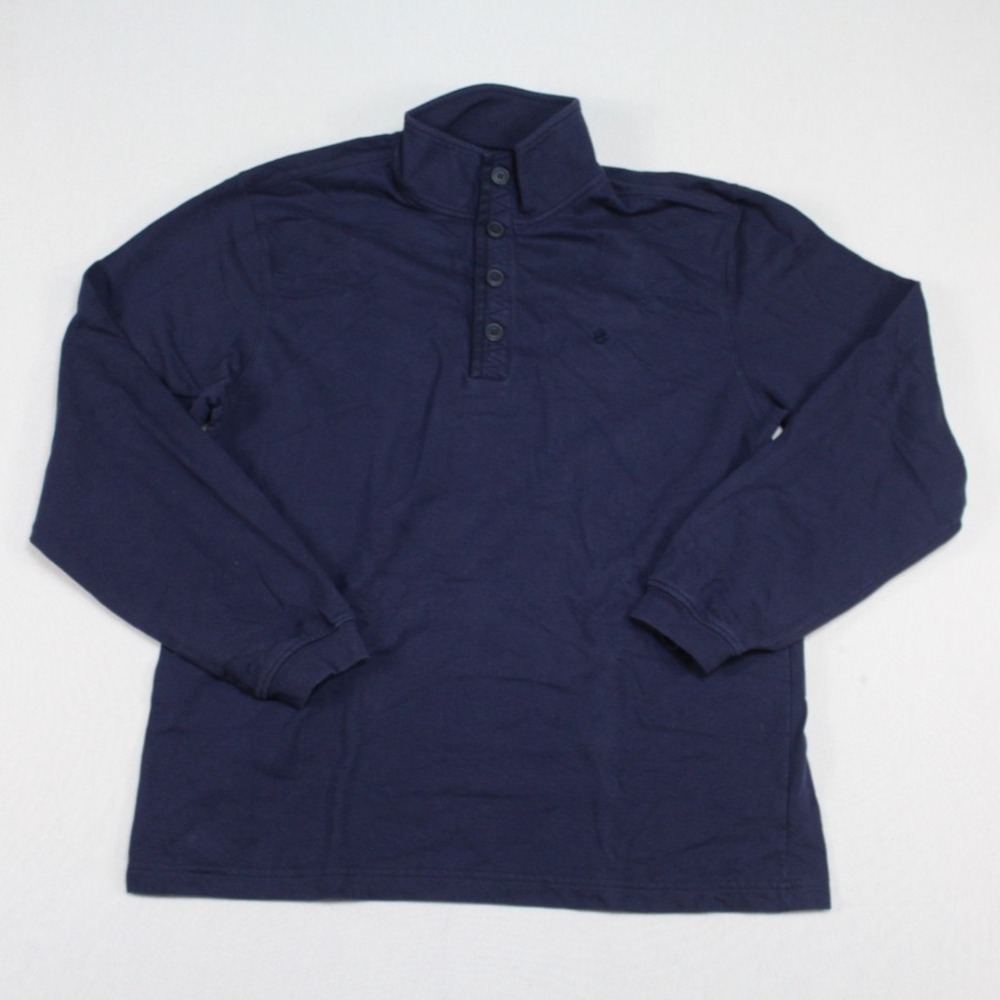 Izod Saltwater Men Blue Sweater  casual mock neck Long Sleeve Size Medium